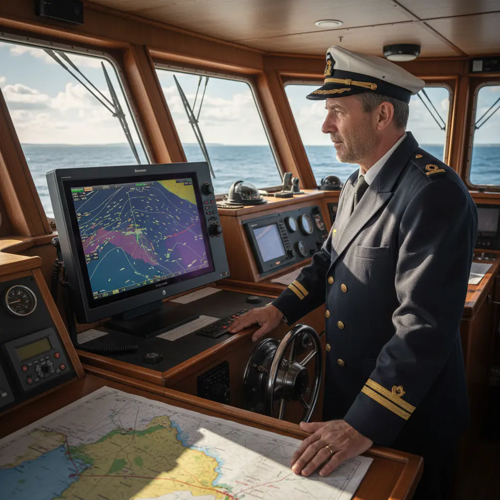 Vista aérea do mapa de navegação utilizado nas rotas de pesca em Setúbal